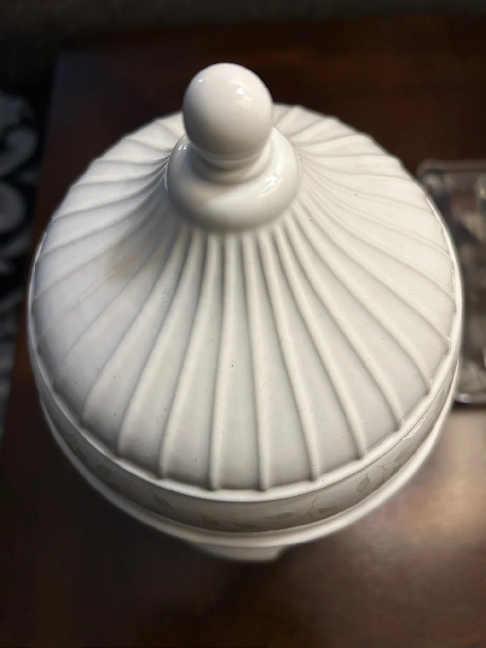 Lenox White Ceramic Floral Accent Vase with Purple Blooms